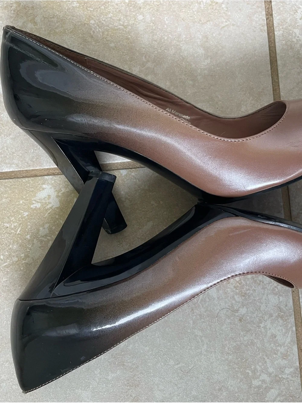 Alfani Two-Tone Peep-Toe Pumps in Taupe and Black